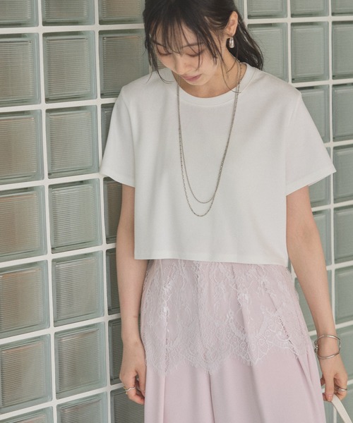 &. NOSTALGIA(アンドドットノスタルジア)の「レース付き半袖プルオーバー(Tシャツ/カットソー・レディース・ホワイト/ブラック・M)」の10枚目の写真