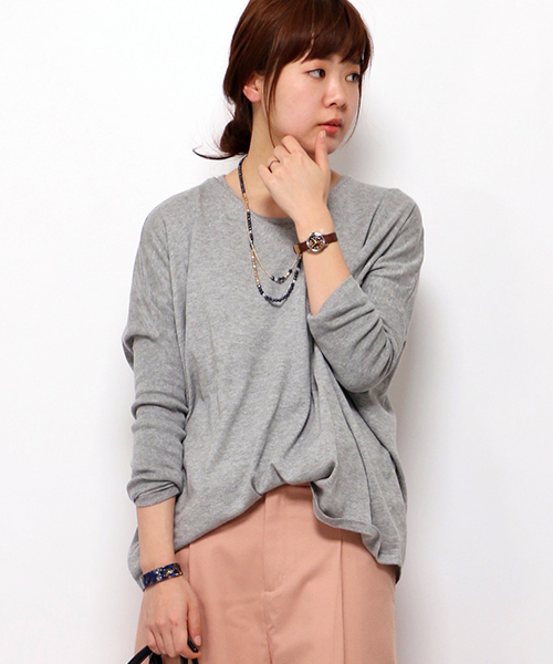 LBC（エルビーシー）の「12G アクリルコットン Vネックプルオーバー       （ニット/セーター・レディース・アッシュグレー/グリーン/ピンク/ネイビー・MEDIUM/LARGE）」の2枚目の写真