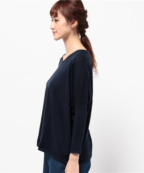 LBC（エルビーシー）の「12G アクリルコットン Vネックプルオーバー       （ニット/セーター・レディース・アッシュグレー/グリーン/ピンク/ネイビー・MEDIUM/LARGE）」の5枚目の写真