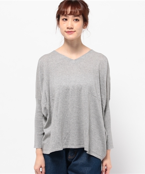 LBC（エルビーシー）の「12G アクリルコットン Vネックプルオーバー       （ニット/セーター・レディース・アッシュグレー/グリーン/ピンク/ネイビー・MEDIUM/LARGE）」の11枚目の写真