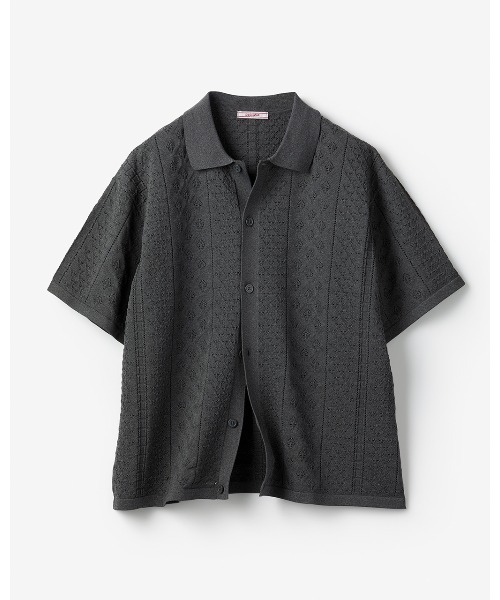 DoCLASSE（ ドゥクラッセ）の「ジャカード編み柄ニットシャツ（シャツ/ブラウス・メンズ・ホワイト/ヘザーチャコール/ダークネイビー/サックスブルー・L/LL/3L/M/S）」の2枚目の写真