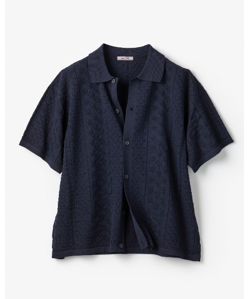 DoCLASSE（ ドゥクラッセ）の「ジャカード編み柄ニットシャツ（シャツ/ブラウス・メンズ・ホワイト/ヘザーチャコール/ダークネイビー/サックスブルー・L/LL/3L/M/S）」の4枚目の写真