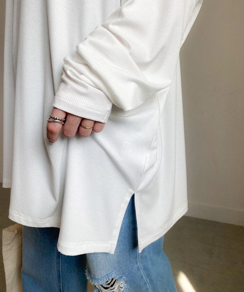 PICHI(ピイチ)の「UVカットとろみリブトップス UV99.9%CUT UV86.8%CUT 接触冷感(Tシャツ/カットソー・レディース・ブラック/ホワイト・L)」の19枚目の写真