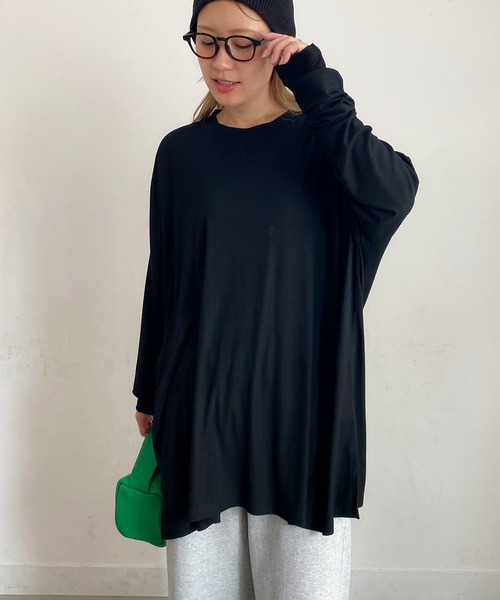 PICHI(ピイチ)の「UVカットとろみリブトップス UV99.9%CUT UV86.8%CUT 接触冷感(Tシャツ/カットソー・レディース・ブラック/ホワイト・L)」の21枚目の写真