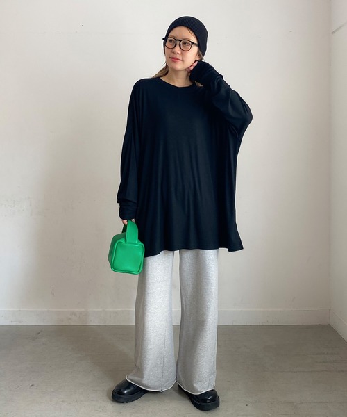PICHI(ピイチ)の「UVカットとろみリブトップス UV99.9%CUT UV86.8%CUT 接触冷感(Tシャツ/カットソー・レディース・ブラック/ホワイト・L)」の22枚目の写真