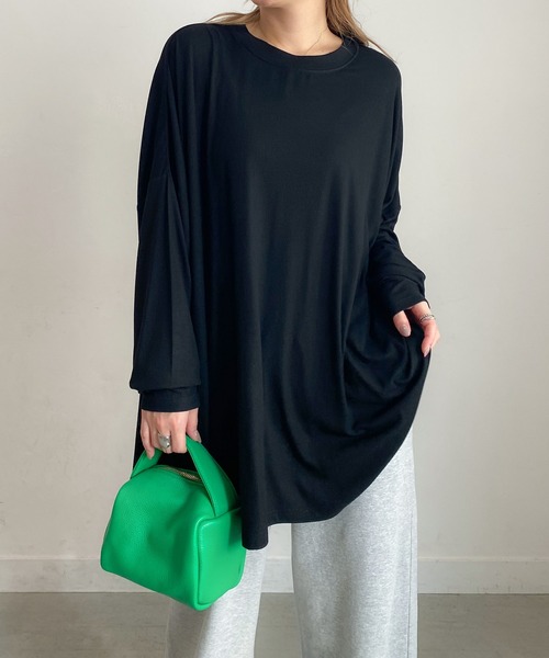PICHI(ピイチ)の「UVカットとろみリブトップス UV99.9%CUT UV86.8%CUT 接触冷感(Tシャツ/カットソー・レディース・ブラック/ホワイト・L)」の14枚目の写真