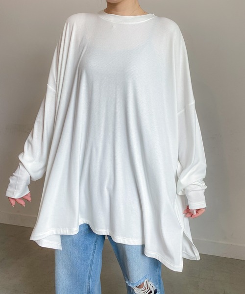 PICHI(ピイチ)の「UVカットとろみリブトップス UV99.9%CUT UV86.8%CUT 接触冷感(Tシャツ/カットソー・レディース・ブラック/ホワイト・L)」の15枚目の写真