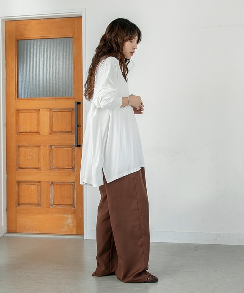 PICHI(ピイチ)の「UVカットとろみリブトップス UV99.9%CUT UV86.8%CUT 接触冷感(Tシャツ/カットソー・レディース・ブラック/ホワイト・L)」の8枚目の写真