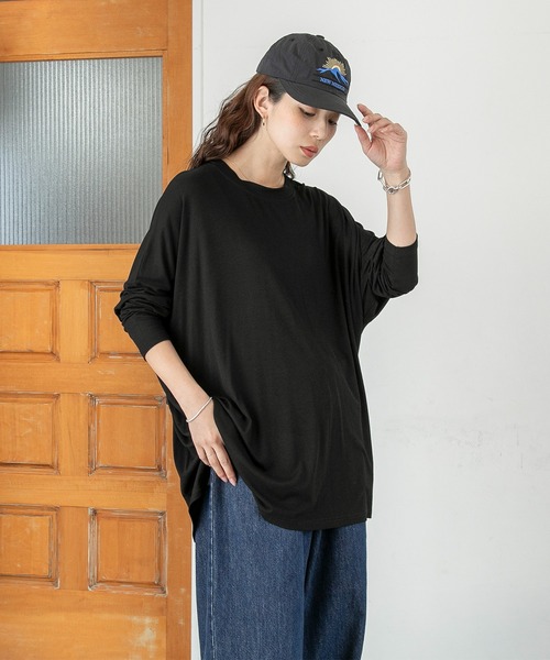 PICHI(ピイチ)の「UVカットとろみリブトップス UV99.9%CUT UV86.8%CUT 接触冷感(Tシャツ/カットソー・レディース・ブラック/ホワイト・L)」の9枚目の写真