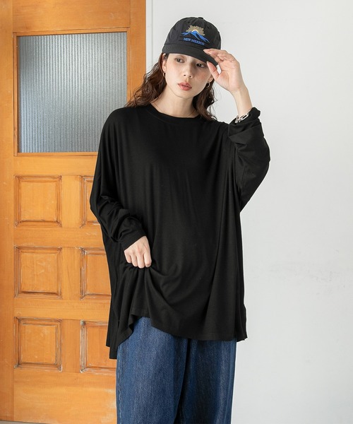 PICHI(ピイチ)の「UVカットとろみリブトップス UV99.9%CUT UV86.8%CUT 接触冷感(Tシャツ/カットソー・レディース・ブラック/ホワイト・L)」の11枚目の写真