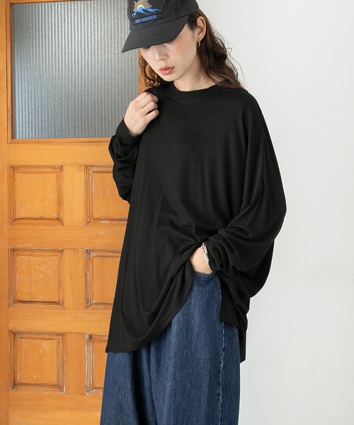 PICHI(ピイチ)の「UVカットとろみリブトップス UV99.9%CUT UV86.8%CUT 接触冷感(Tシャツ/カットソー・レディース・ブラック/ホワイト・L)」の12枚目の写真