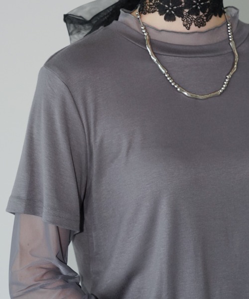 chuclla(チュクラ)の「シアーチュールレイヤードトップス chw26a035(Tシャツ/カットソー・レディース・グレー/ホワイト/ブラック・FREE)」の11枚目の写真
