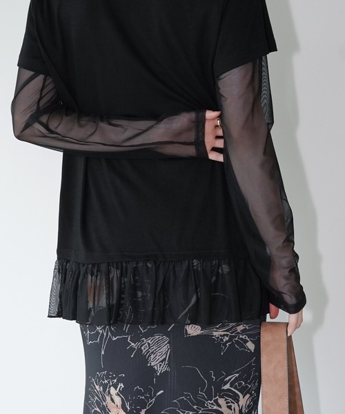 chuclla(チュクラ)の「シアーチュールレイヤードトップス chw26a035(Tシャツ/カットソー・レディース・グレー/ホワイト/ブラック・FREE)」の16枚目の写真