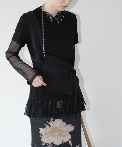 chuclla(チュクラ)の「シアーチュールレイヤードトップス chw26a035(Tシャツ/カットソー・レディース・グレー/ホワイト/ブラック・FREE)」の18枚目の写真