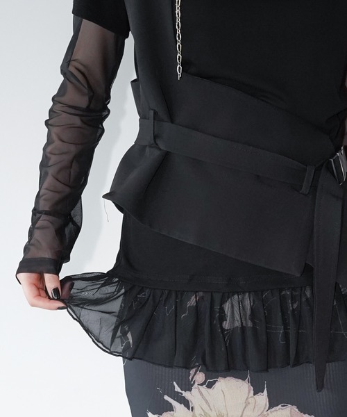chuclla(チュクラ)の「シアーチュールレイヤードトップス chw26a035(Tシャツ/カットソー・レディース・グレー/ホワイト/ブラック・FREE)」の19枚目の写真