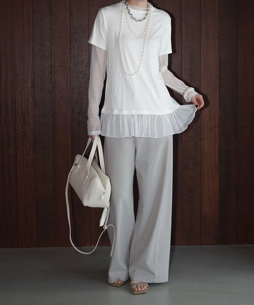chuclla(チュクラ)の「シアーチュールレイヤードトップス chw26a035(Tシャツ/カットソー・レディース・グレー/ホワイト/ブラック・FREE)」の21枚目の写真