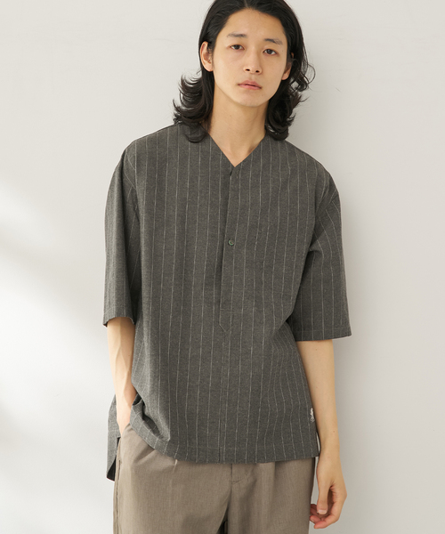 B.C STOCK(ベーセーストック)の「natural stripe シャツ(シャツ/ブラウス・メンズ・ブラウン/ブルー・FREE)」の2枚目の写真