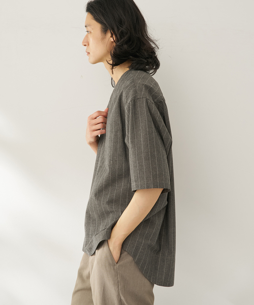 B.C STOCK(ベーセーストック)の「natural stripe シャツ(シャツ/ブラウス・メンズ・ブラウン/ブルー・FREE)」の5枚目の写真