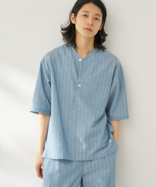 B.C STOCK(ベーセーストック)の「natural stripe シャツ(シャツ/ブラウス・メンズ・ブラウン/ブルー・FREE)」の8枚目の写真
