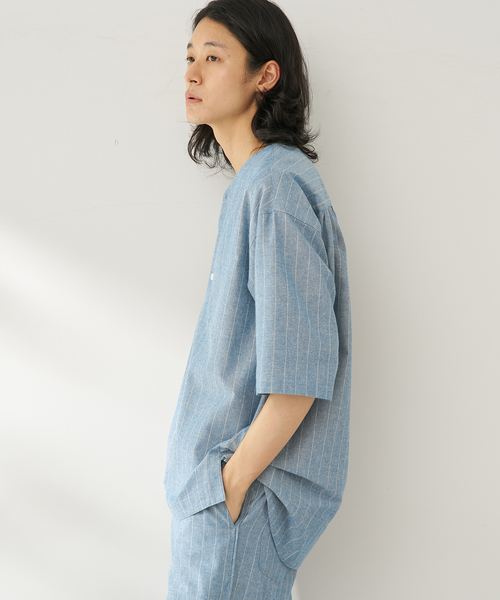 B.C STOCK(ベーセーストック)の「natural stripe シャツ(シャツ/ブラウス・メンズ・ブラウン/ブルー・FREE)」の9枚目の写真