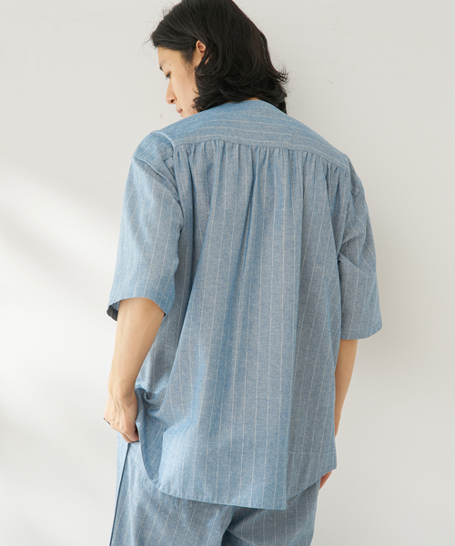 B.C STOCK(ベーセーストック)の「natural stripe シャツ(シャツ/ブラウス・メンズ・ブラウン/ブルー・FREE)」の10枚目の写真
