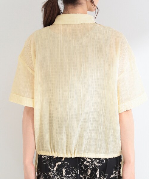 SHOO・LA・RUE(シューラルー)の「【S-LL/洗濯機可/体型カバー】さらさら シャーリングシフォン 裾ドロストシャツ(シャツ/ブラウス・レディース・ライトブルー/ライトイエロー系/ブラック・03/02/01/04)」の18枚目の写真