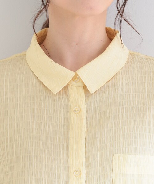 SHOO・LA・RUE(シューラルー)の「【S-LL/洗濯機可/体型カバー】さらさら シャーリングシフォン 裾ドロストシャツ(シャツ/ブラウス・レディース・ライトブルー/ライトイエロー系/ブラック・03/02/01/04)」の19枚目の写真