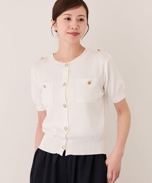 胸ポケット付きニットジャケット