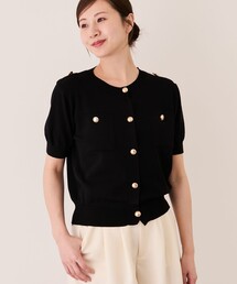 胸ポケット付きニットジャケット