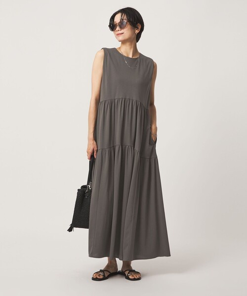 green label relaxing（グリーンレーベルリラクシング）の「［size SHORTあり］カット ティアード ワンピース（ワンピース・レディース・モカ/ライトブルー/ブラック・FREE/SHORT）」の5枚目の写真