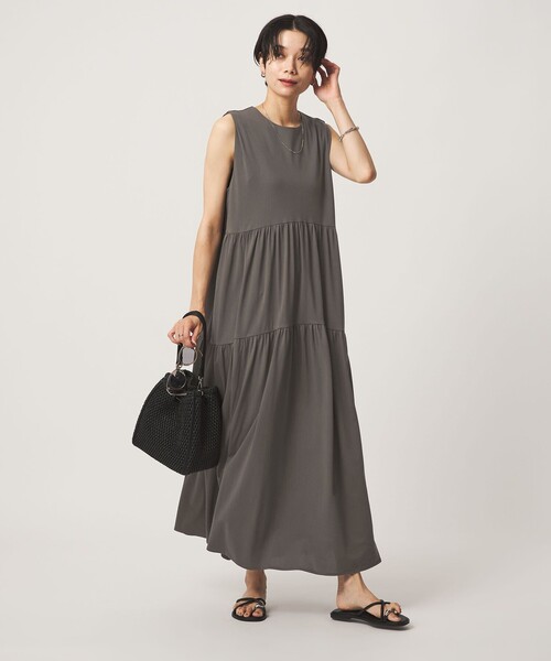 green label relaxing（グリーンレーベルリラクシング）の「［size SHORTあり］カット ティアード ワンピース（ワンピース・レディース・モカ/ライトブルー/ブラック・FREE/SHORT）」の6枚目の写真