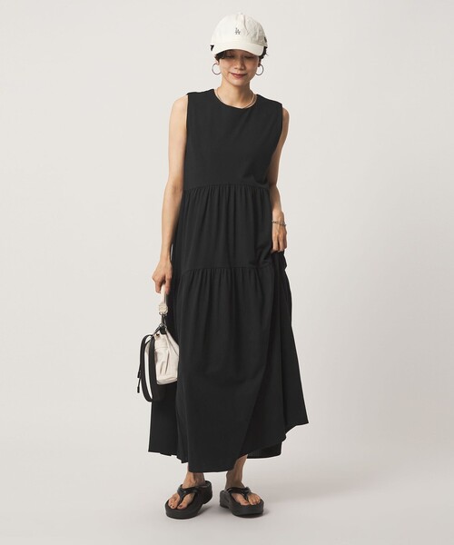 green label relaxing（グリーンレーベルリラクシング）の「［size SHORTあり］カット ティアード ワンピース（ワンピース・レディース・モカ/ライトブルー/ブラック・FREE/SHORT）」の9枚目の写真