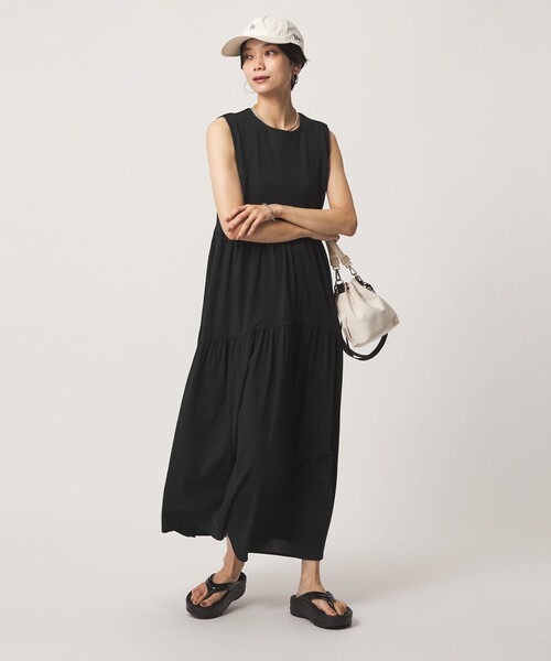 green label relaxing（グリーンレーベルリラクシング）の「［size SHORTあり］カット ティアード ワンピース（ワンピース・レディース・モカ/ライトブルー/ブラック・FREE/SHORT）」の10枚目の写真