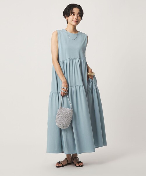 green label relaxing（グリーンレーベルリラクシング）の「［size SHORTあり］カット ティアード ワンピース（ワンピース・レディース・モカ/ライトブルー/ブラック・FREE/SHORT）」の14枚目の写真