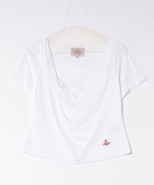 Vivienne Westwood(ヴィヴィアンウエストウッド)の「オーガニックコットンドライジャージードレープトップ(Tシャツ/カットソー・レディース・ホワイト/ブラック・FREE)」の1枚目の写真