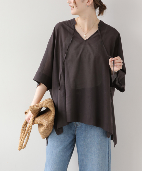 Shear cotton poncho over — пончо из тонкого хлопка