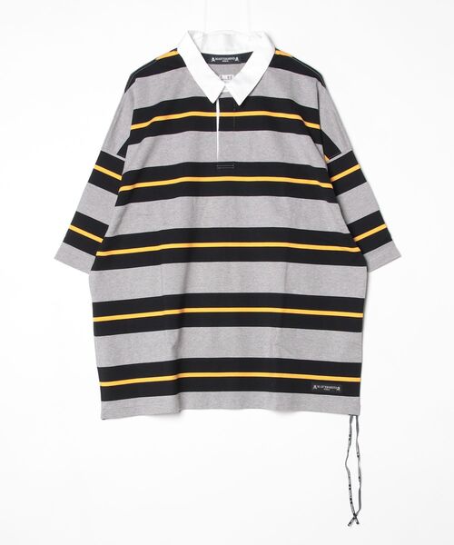 mastermind JAPAN(マスターマインド)の「BOXY 3 COLOR STRIPED RUGGER SS SHIRT(シャツ/ブラウス・メンズ・グレー系その他・XL)」の1枚目の写真