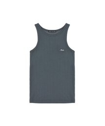 RIB EMBROIDERY SLEEVELESS TOP_CHARCOAL