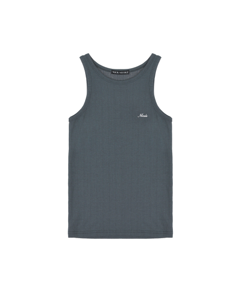 NICK&NICOLE(ニックアンドニコール)の「RIB EMBROIDERY SLEEVELESS TOP_CHARCOAL(Tシャツ/カットソー・レディース・その他・FREE)」の1枚目の写真