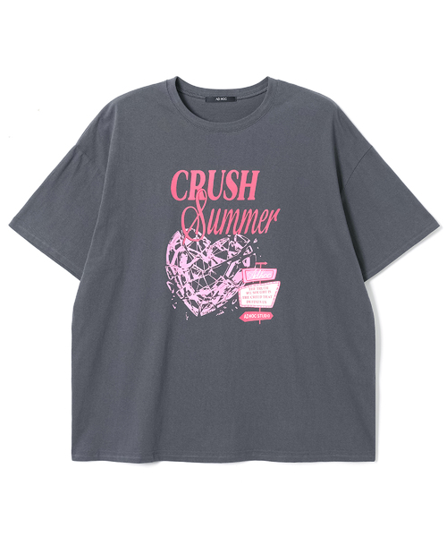 ADHOC(アドホック)の「レディース クラッシュ サマー ハート アートワーク Tシャツ (2 COLOR) (HC5STA6)(Tシャツ/カットソー・レディース・アイボリー/グレー・FREE)」の2枚目の写真