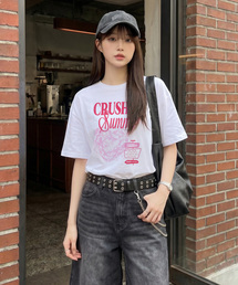 レディース クラッシュ サマー ハート アートワーク Tシャツ (2 COLOR) (HC5STA6)
