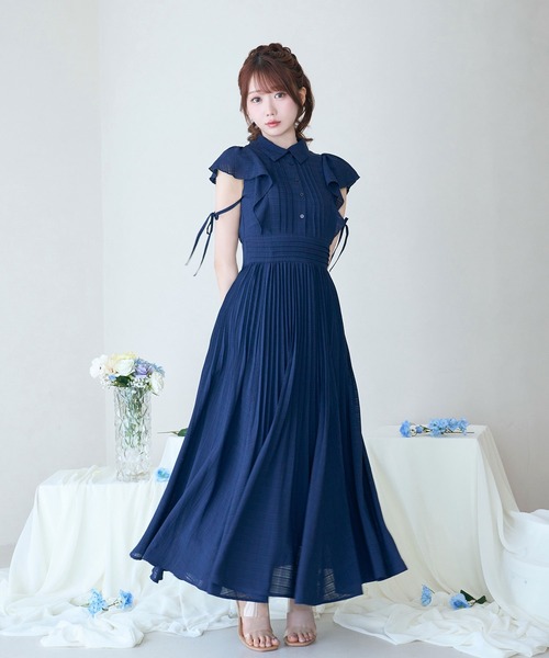 ワンピース Rose Muse jacquard check dress Rose Muse｜ロゼミューズのワンピース/ドレス（ブルー・ネイビー/青色