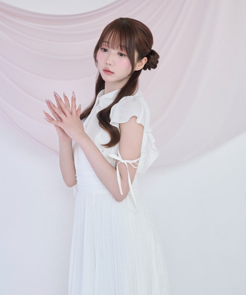 Rose Muse（ロゼミューズ）の「Sheer check pleats dress（シャツワンピース・レディース・ネイビー/ホワイト・FREE）」の11枚目の写真