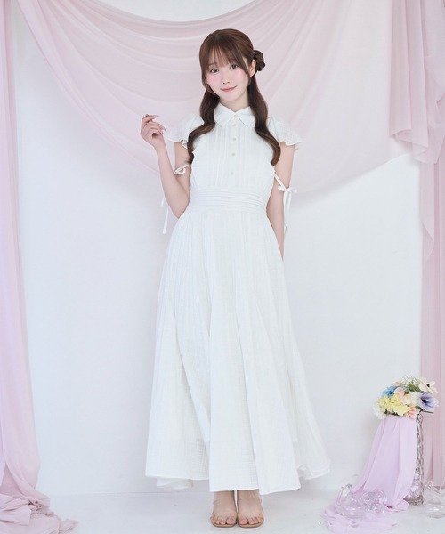 Rose Muse（ロゼミューズ）の「Sheer check pleats dress（シャツワンピース・レディース・ネイビー/ホワイト・FREE）」の12枚目の写真