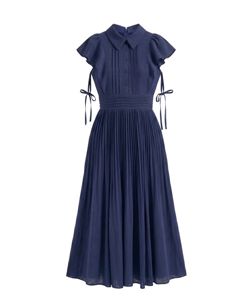 Rose Muse（ロゼミューズ）の「Sheer check pleats dress（シャツワンピース・レディース・ネイビー/ホワイト・FREE）」の8枚目の写真