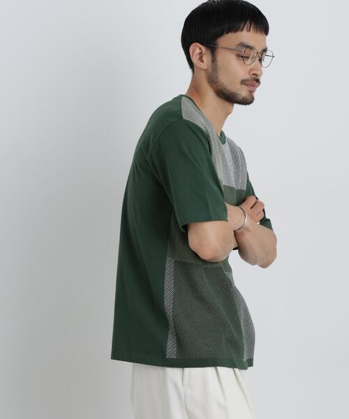 NANO universe(ナノユニバース)の「切替チェックニットTシャツ 半袖(ニット/セーター・メンズ・グリーン/ネイビー/グレー・S/M/L)」の19枚目の写真