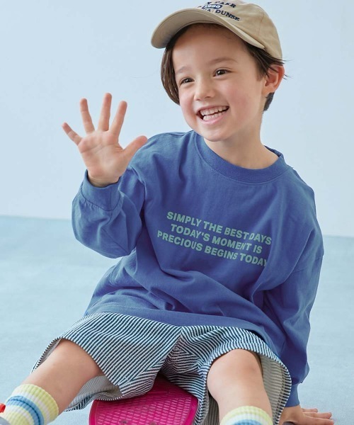 セール】綿100％ デビラボ BIGシルエット プリント袖リブ 長袖Tシャツ