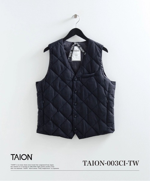 TAION(タイオン)の「【TAION(タイオン)】〈メンズ〉シティ 起毛ツイル シングル ダウンジレ(ダウンベスト・メンズ・チャコール/ダークネイビー/ブラック・M/L/S/XL)」の2枚目の写真