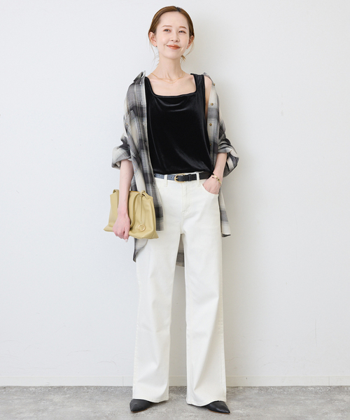 SLOBE IENA(スローブイエナ)の「《シリーズあり》スクエアネックベロアタンク(タンクトップ・レディース・グレー/ブラック/パープル・FREE)」の8枚目の写真