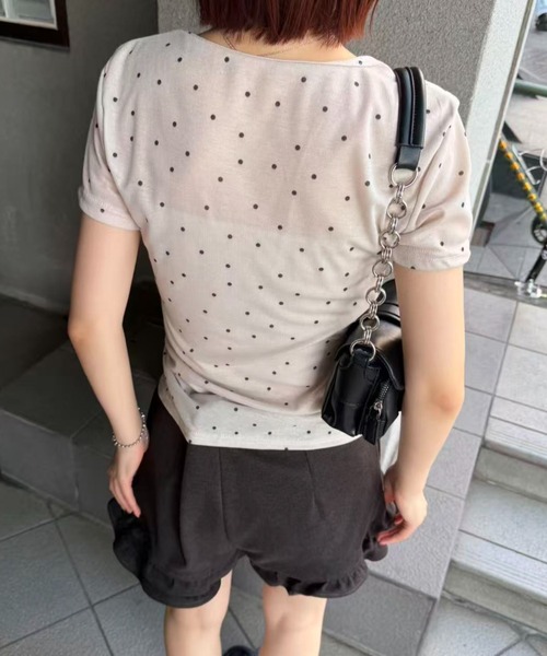 mebole(メボレ)の「dot short sleeved top(Tシャツ/カットソー・レディース・アイボリー/グレー・FREE)」の13枚目の写真